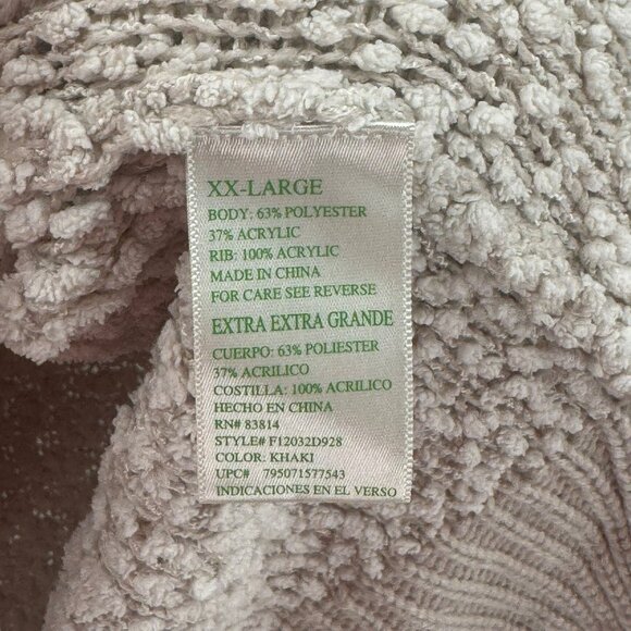 GreenTea Popcorn Knit Hooded Tan Sweater w/Ribbed Hem & Sleeves Size XXL - Picture 4 of 5
